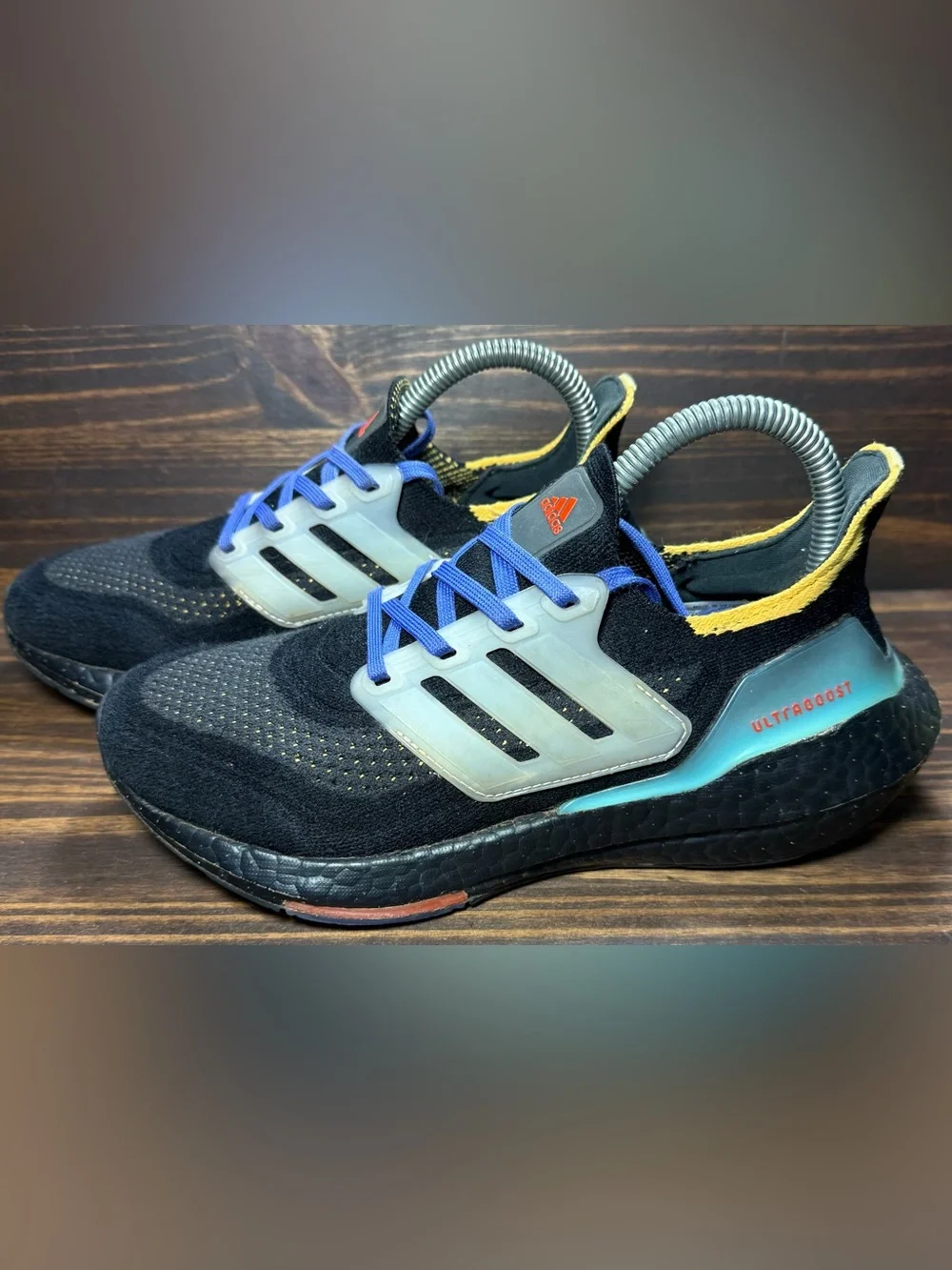 Adidas Kids Ultraboost 21 Shoes Youth Size 4 Black Pulse Aqua Athletic Sneakers